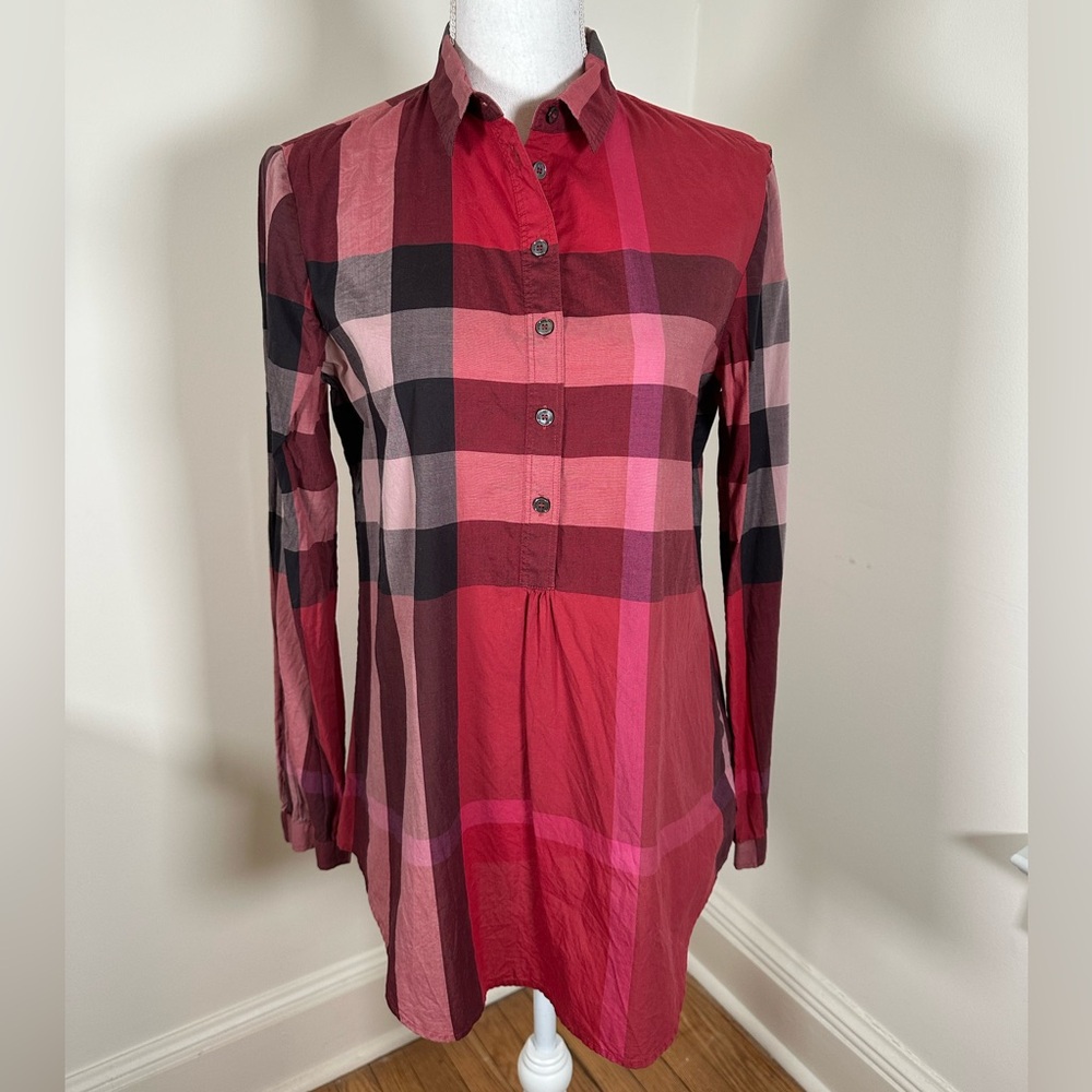 Burberry Brit Cranberry Red Nova Check Shirt size Medium